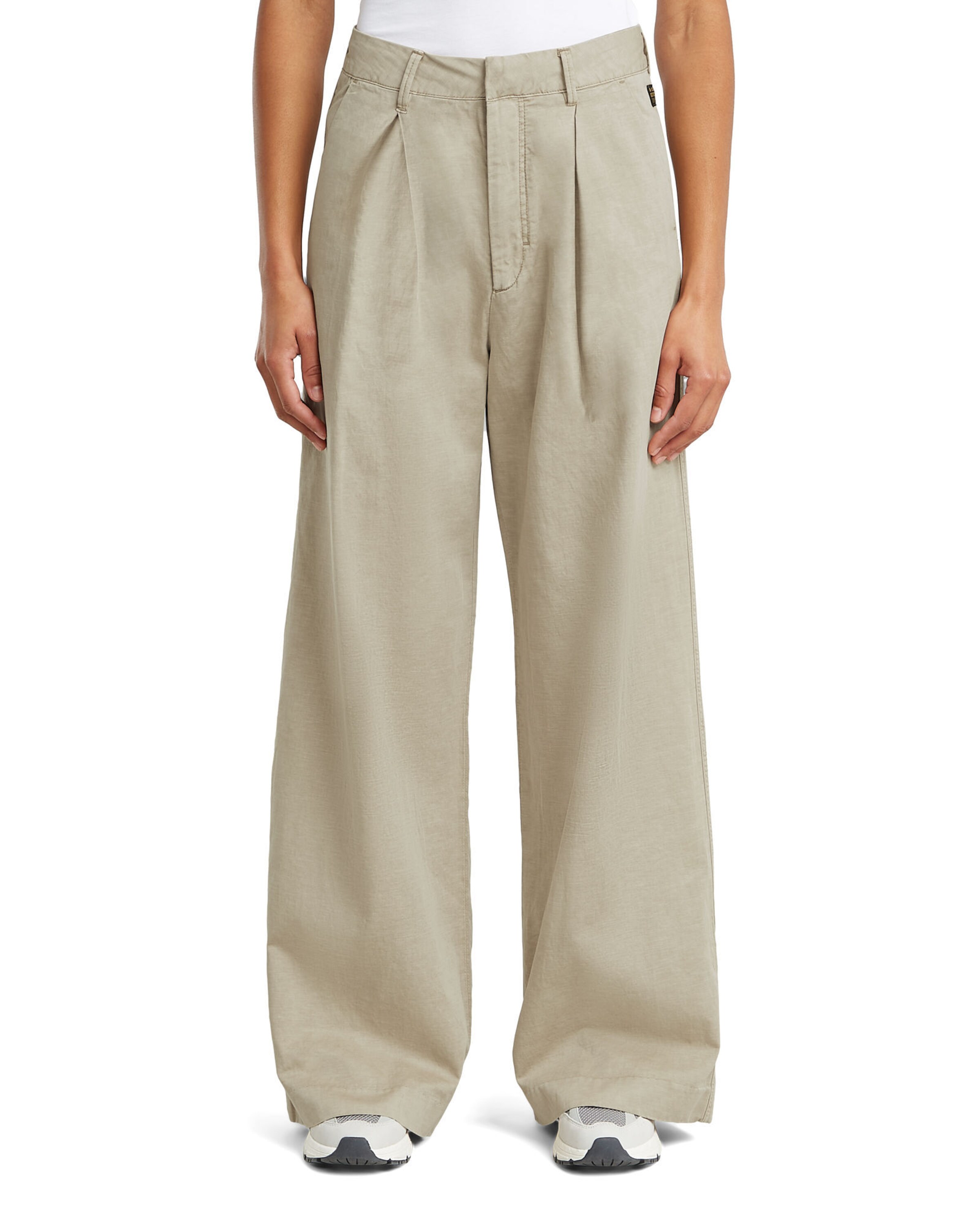 G-STAR Wide leg Pleat-front trousers in Beige: front
