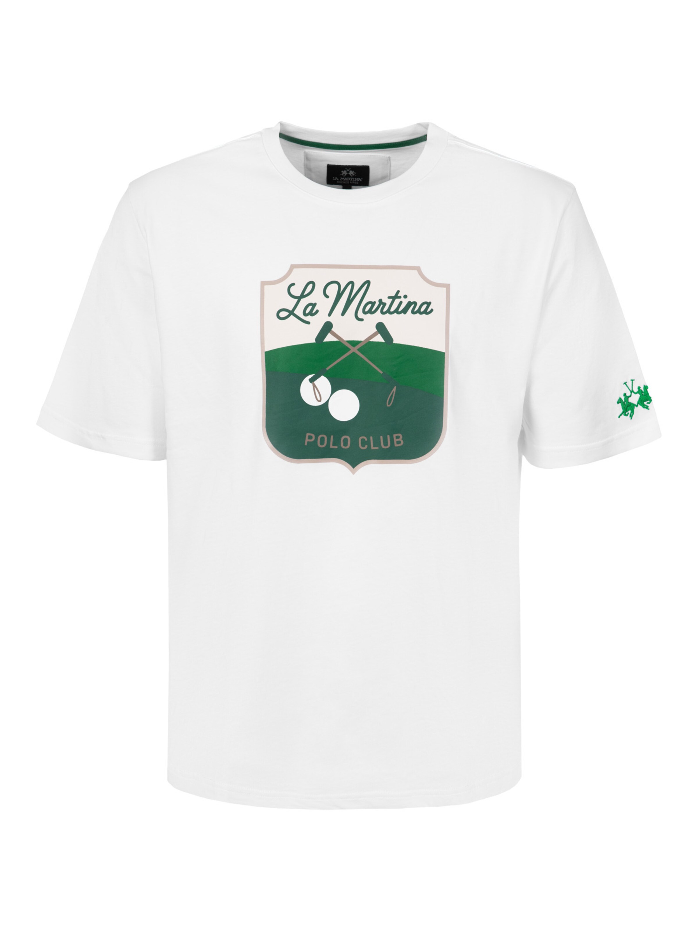 La Martina T-Shirt en S en beige / vert / vert foncé / blanc, Vue avec produit