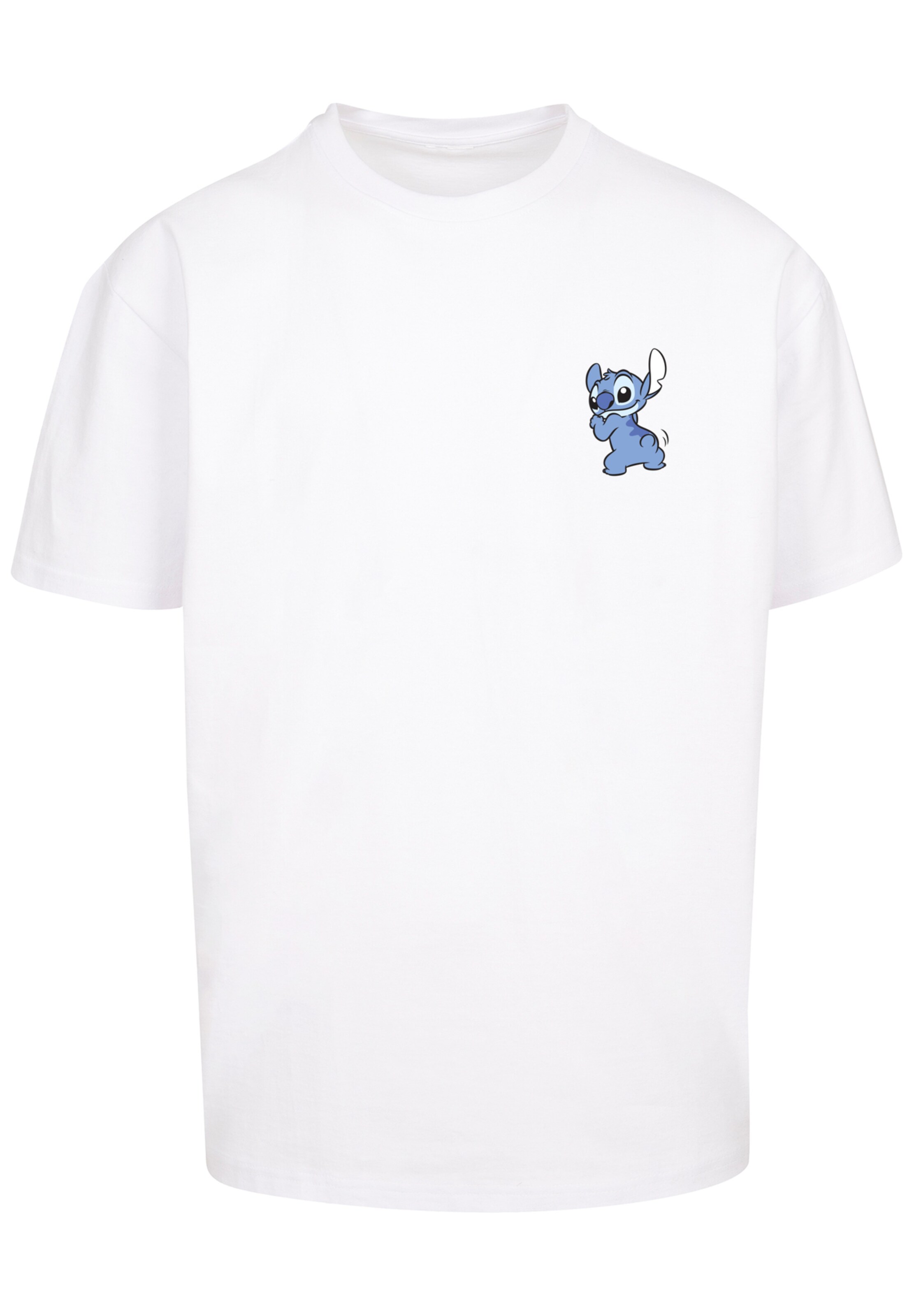 Maglietta 'Disney Lilo And Stitch Stitch Backside Breast' di F4NT4STIC in bianco: frontale