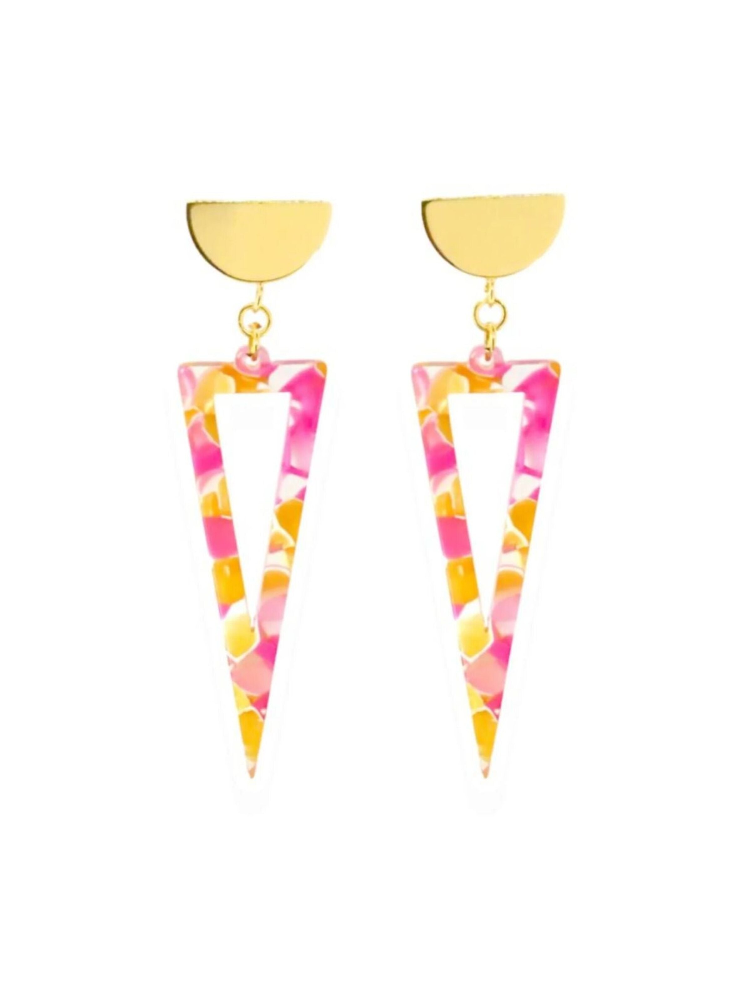 Fräulein Wunder Earrings 'Acetat Agnes' in Pink: front