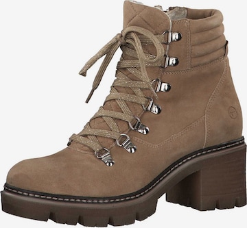 TAMARIS Lace-Up Ankle Boots in Beige: front