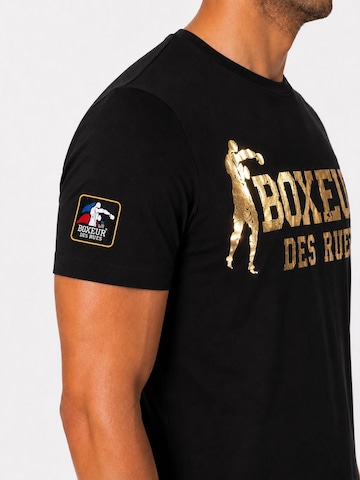 Boxeur des Rues - Camiseta 'Herren T-Shirt Slim Fit Boxeur des Rues, Schwarz, Goldenes Logo, Premium-Baumwolle' en negro