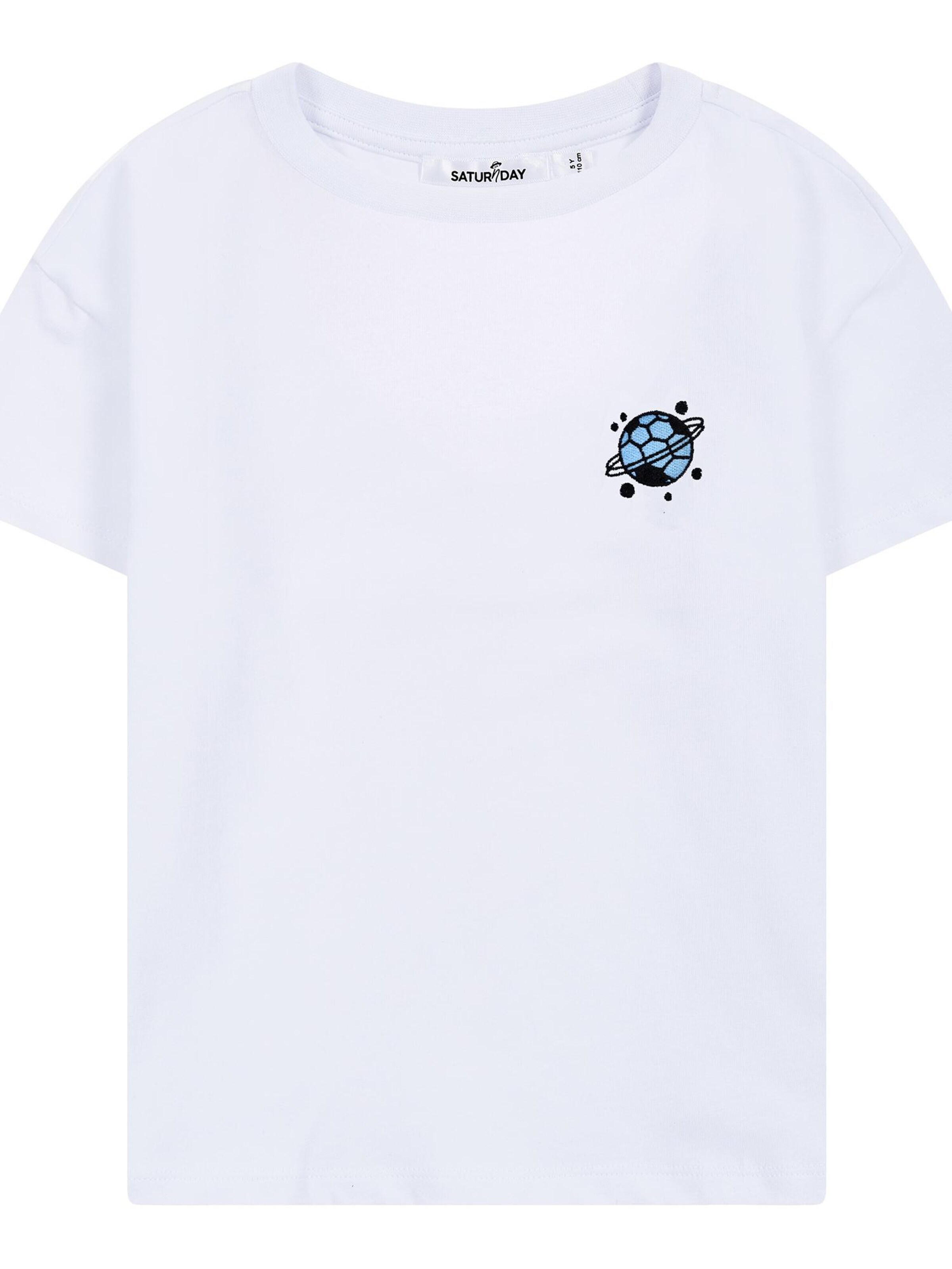 SATURNDAY T-shirt 'Fußball' i vit