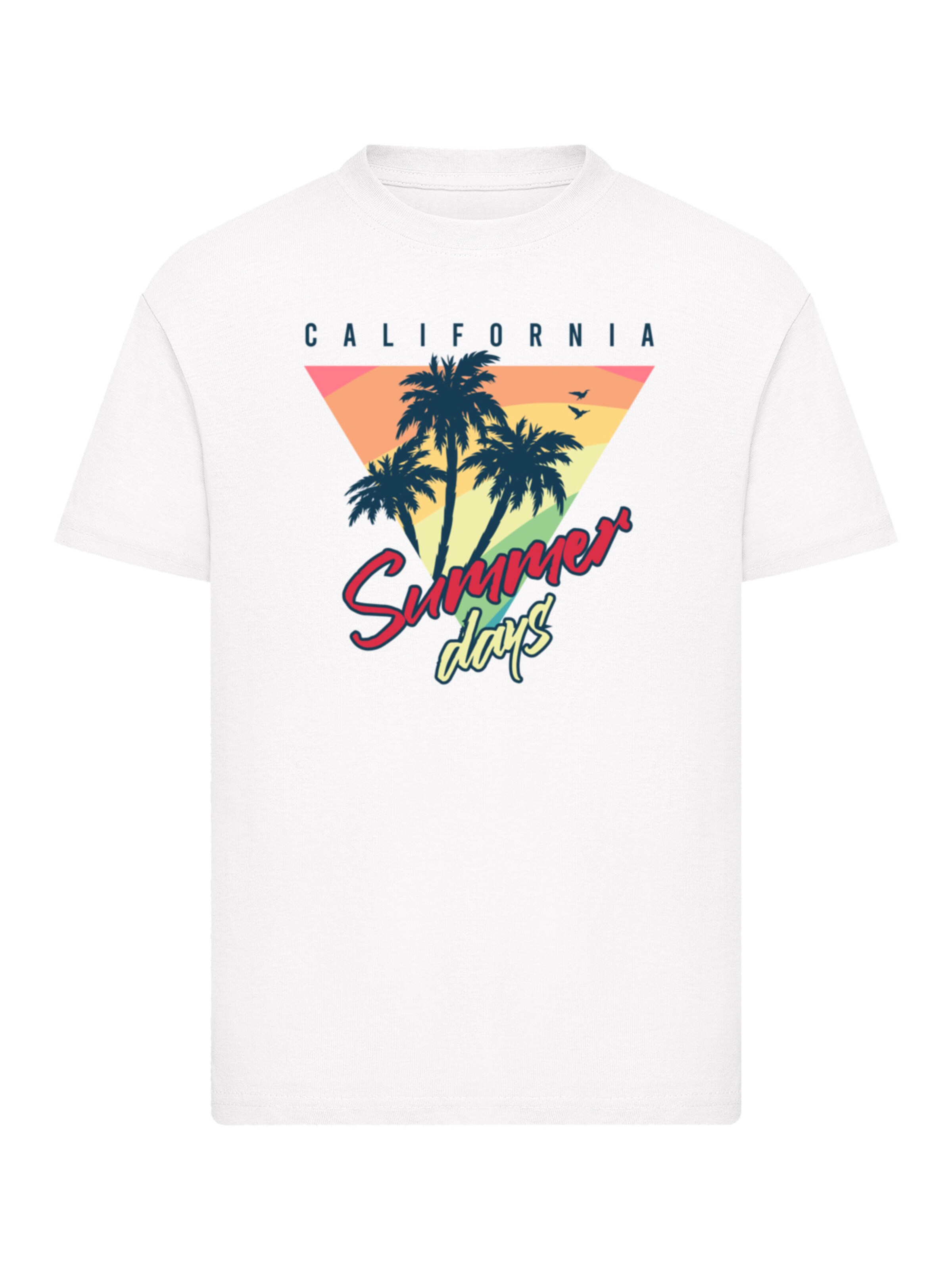 F4NT4STIC T-Shirt 'California Palmen Retro' in Weiß: Vorderseite