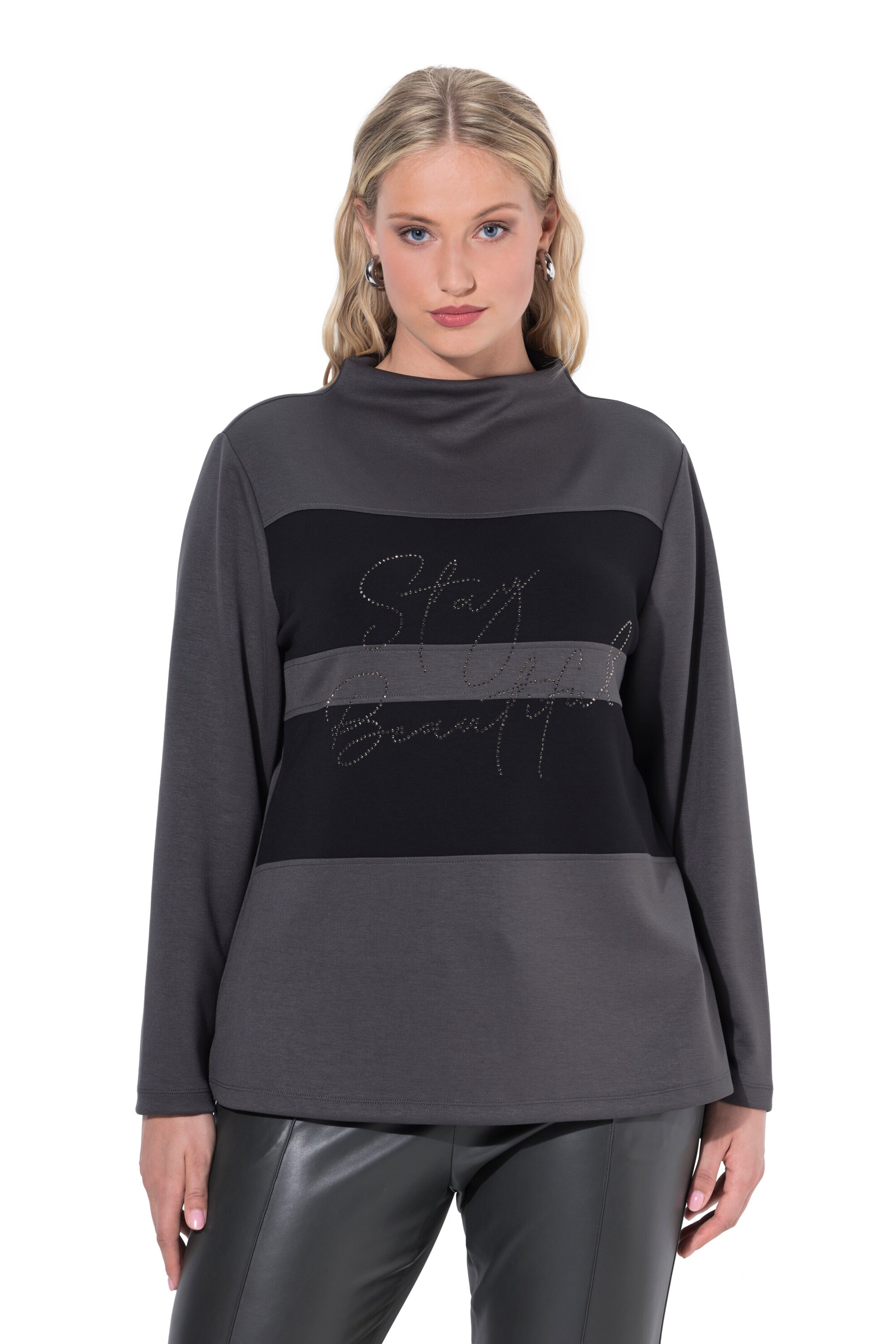 Ulla Popken Sweatshirt in Grijs: voorkant