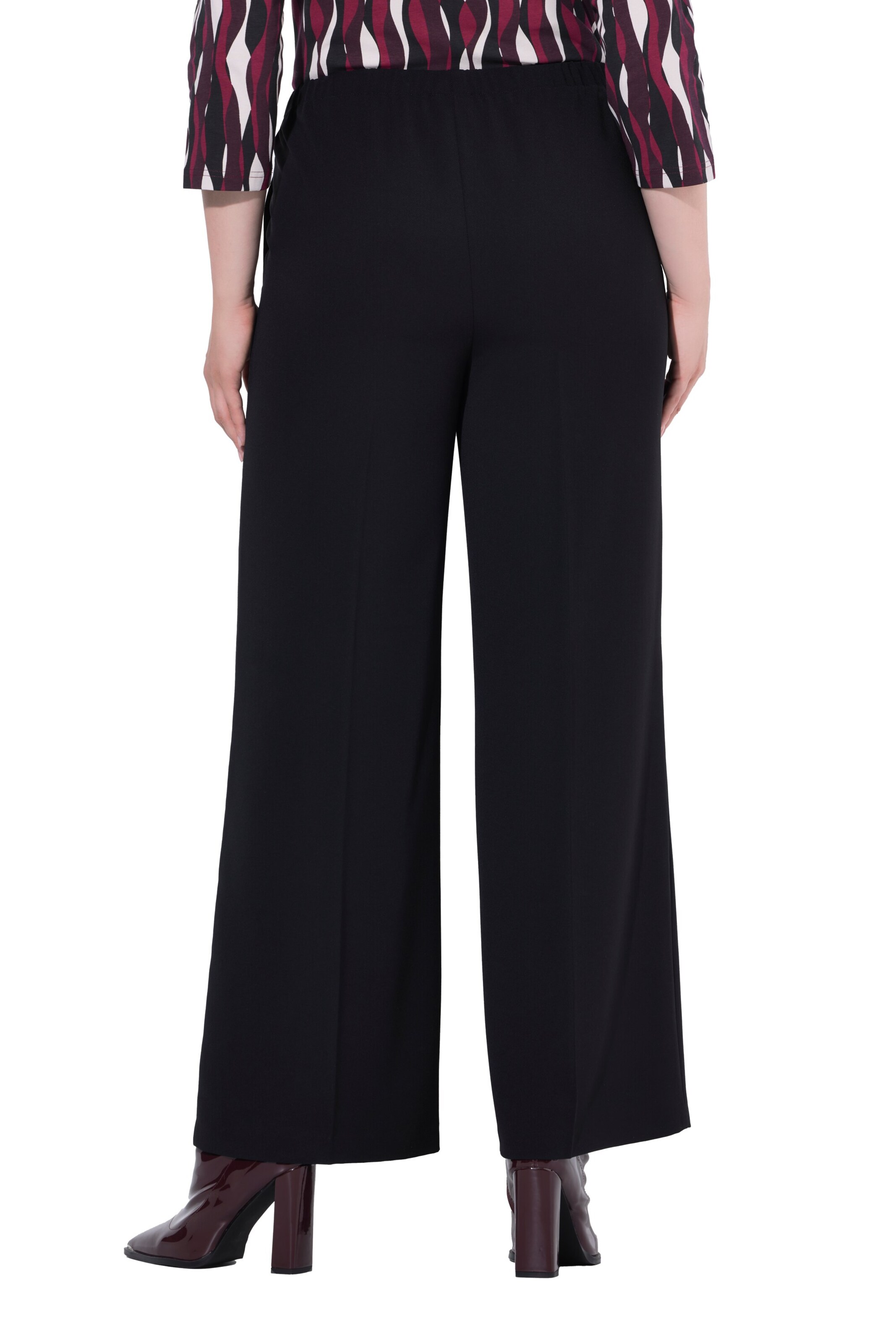 Ulla Popken Wide leg Trousers with creases in Black