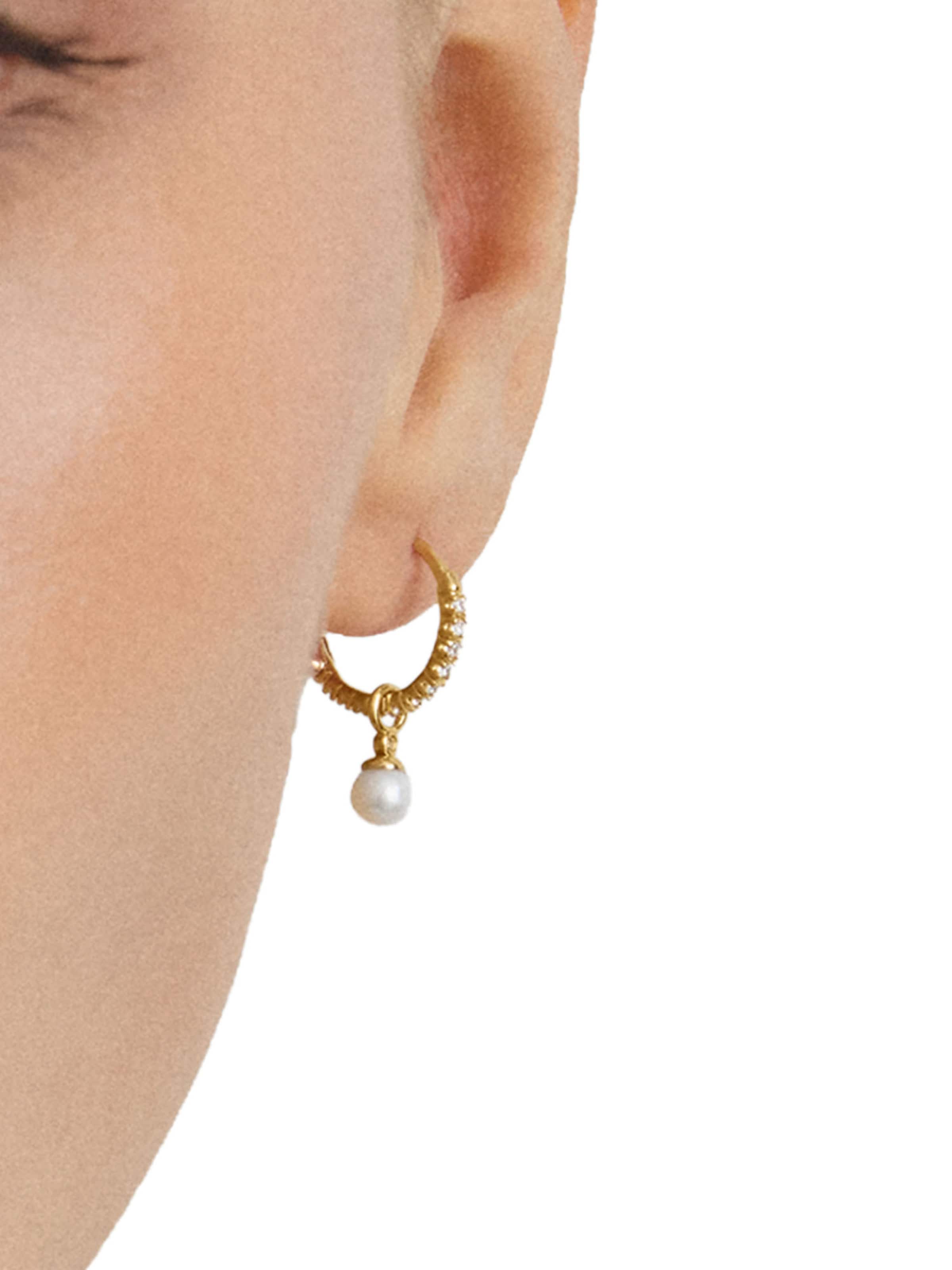 Thomas Sabo Creolen Perle mit weißem Zirkonia in Gelb