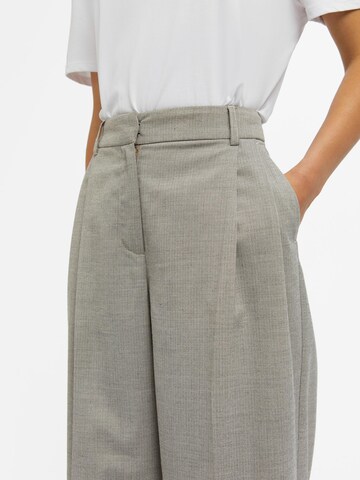 OBJECT Wide leg Pleat-front trousers 'Linnet' in Grey