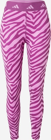 ADIDAS PERFORMANCE Skinny Sporthose 'Hyperglam Techfit High-Waisted Zebra' in Pink: predná strana