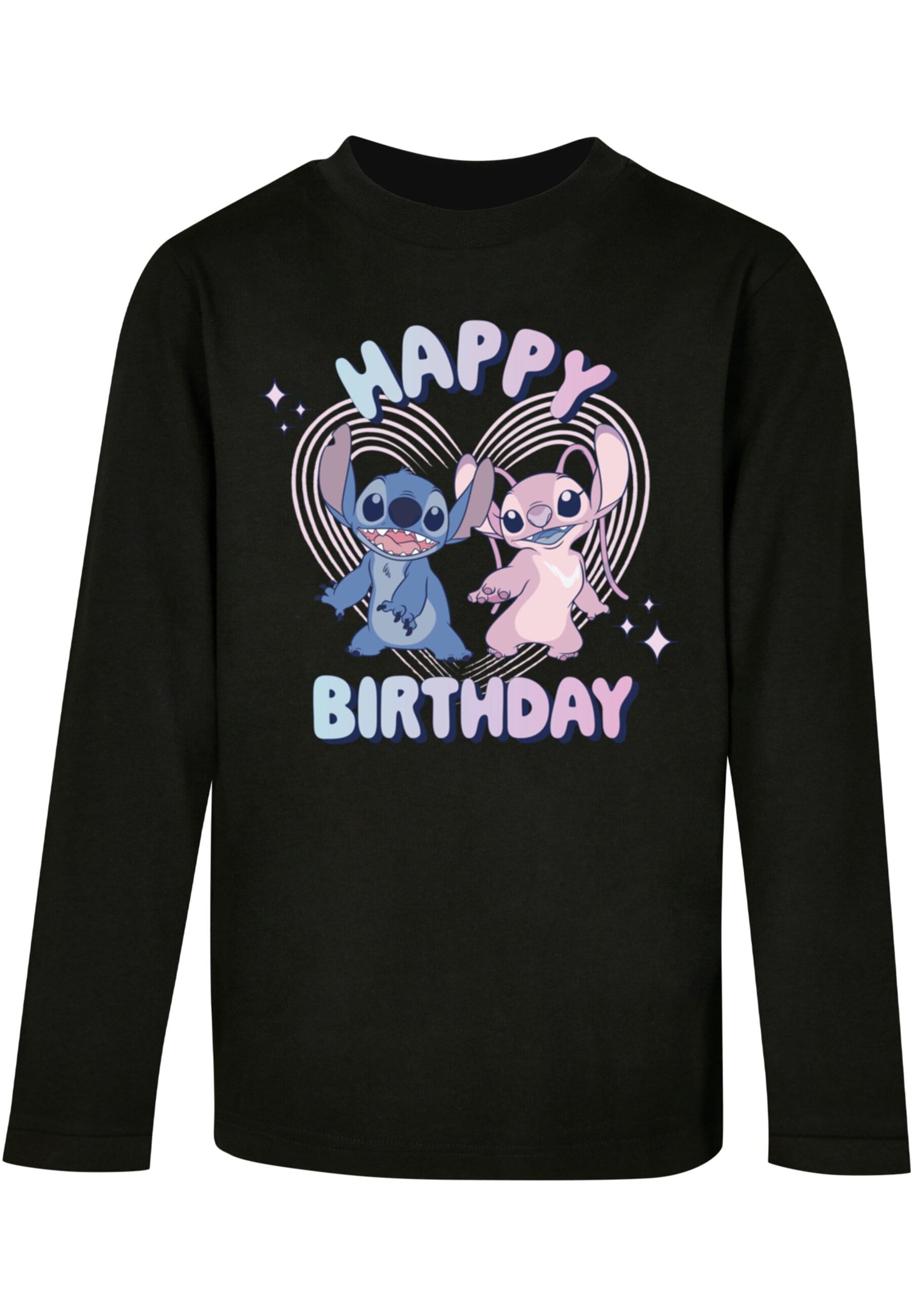 ABSOLUTE CULT Shirt 'Lilo and Stitch - Happy Birthday' in Schwarz: Vorderseite