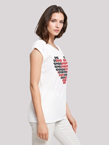 F4NT4STIC Shirt 'I Love You 01001001 Binary Code Herz Valentinstag' in White