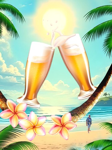 Hawaiihemdshop.de Regularny krój Koszula 'Hawaiihemd Sunshine Beer' w kolorze niebieski