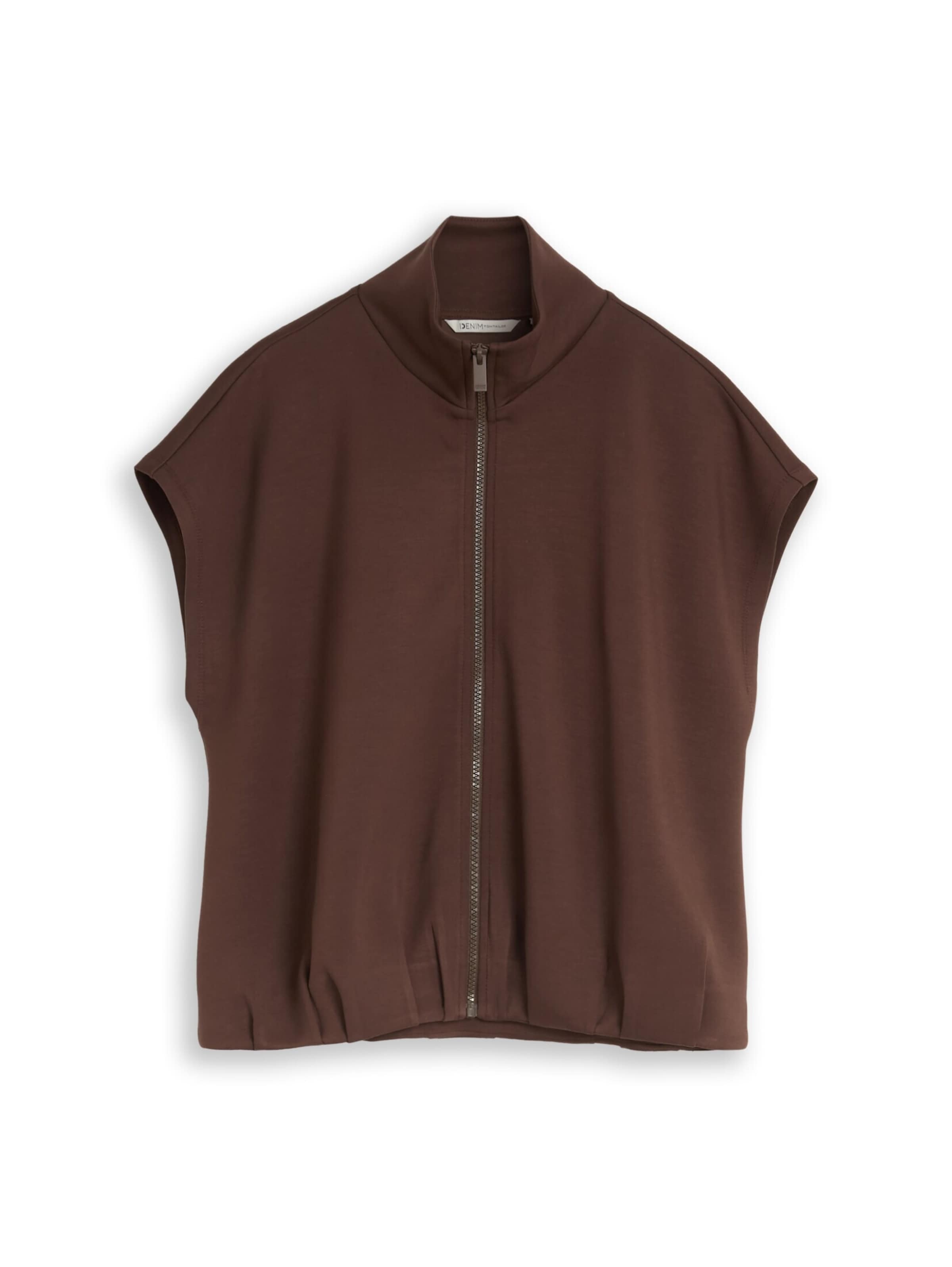 TOM TAILOR DENIM Sweatjacke in Braun: Vorderseite
