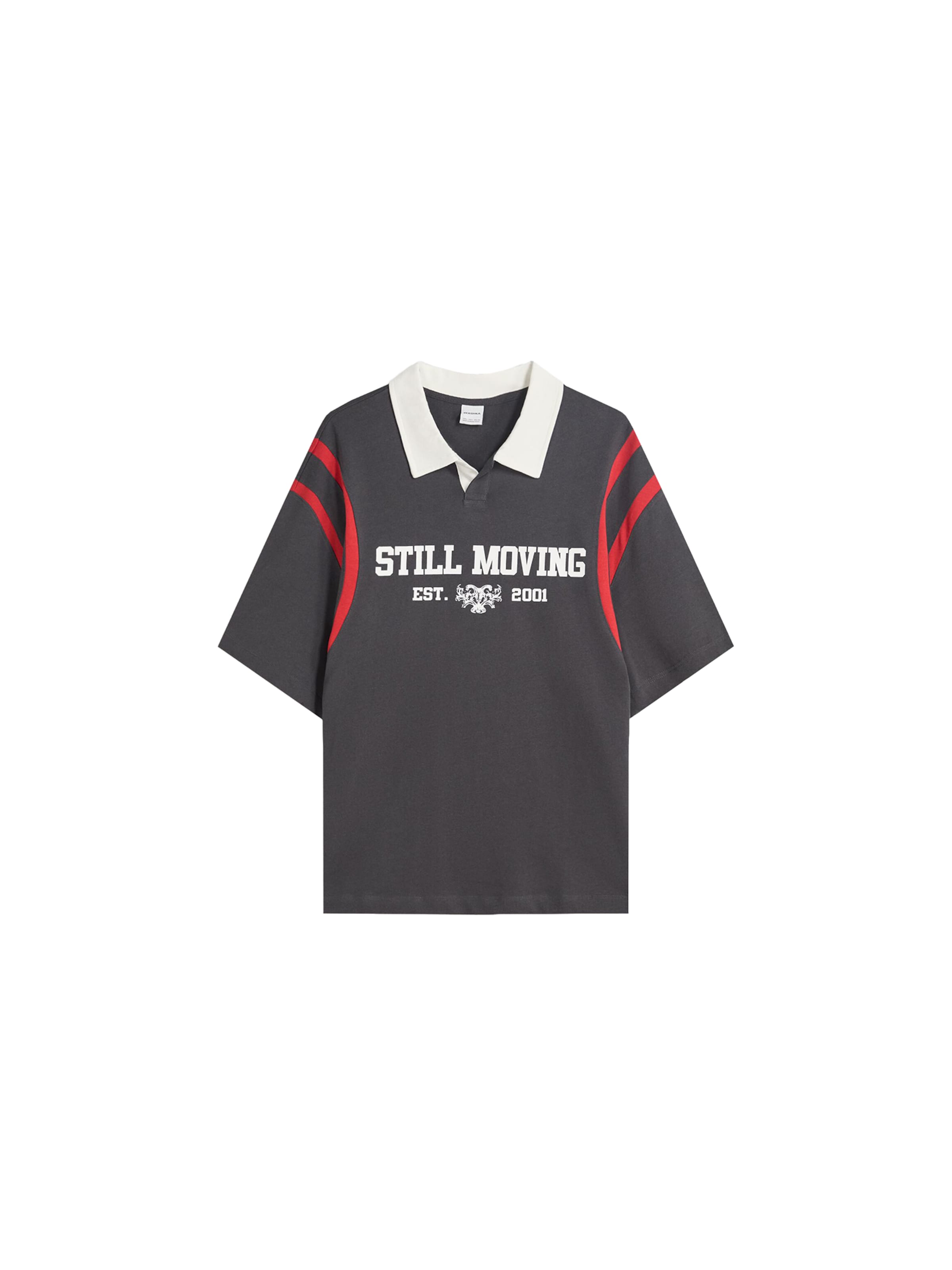 Maglietta Bershka di colore grigio scuro / rosso / bianco, Visualizzazione prodotti