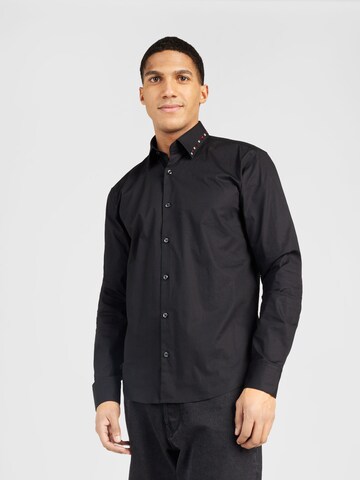 HUGO Regular fit Button Up Shirt 'Ermo' in Black: front