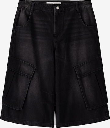 Jeans cargo Bershka en noir : devant