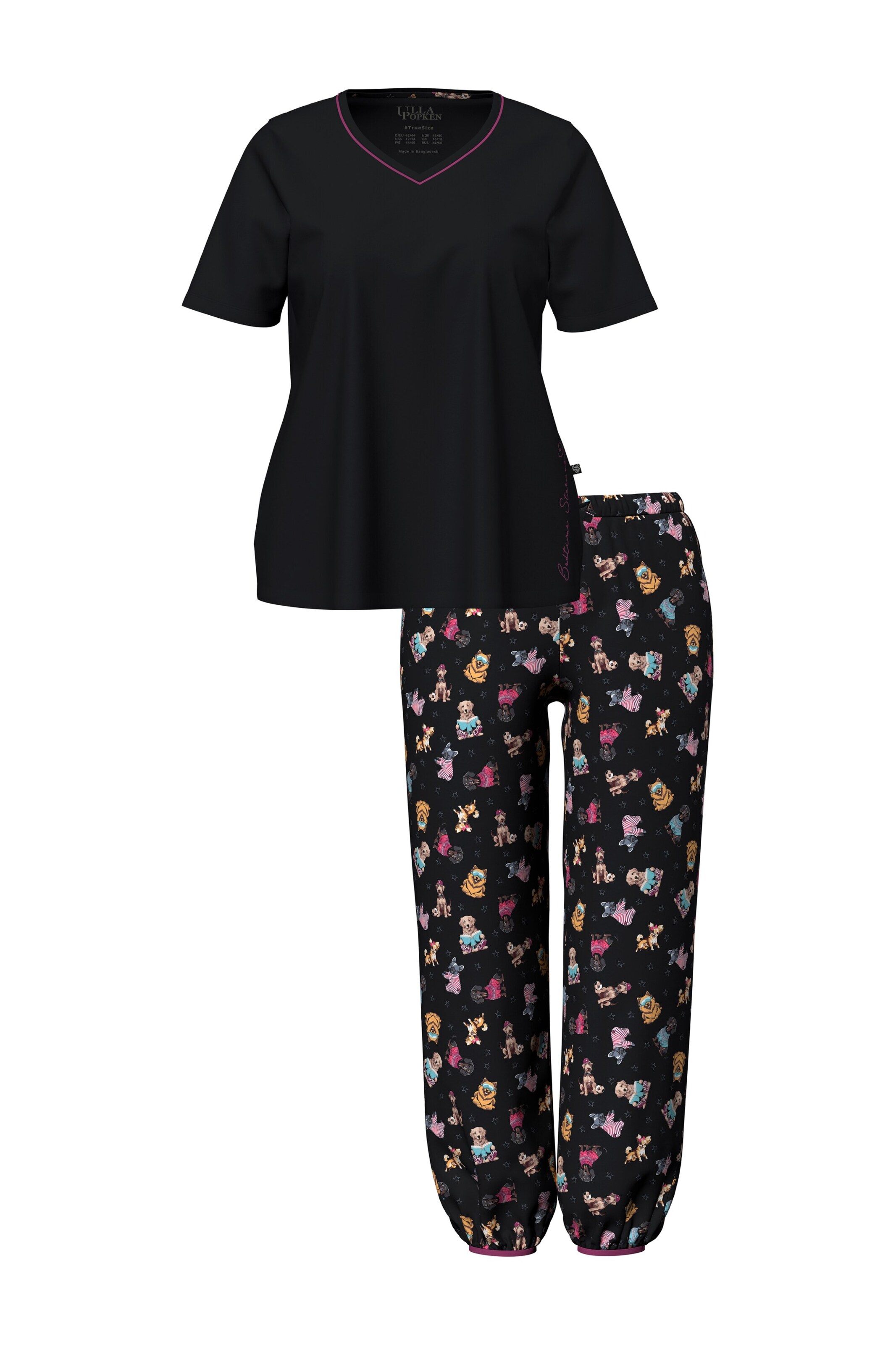 Ulla Popken Pyjama in Zwart: voorkant