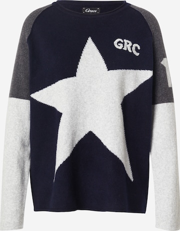 Pulover de la Grace pe albastru: față