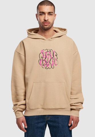 Merchcode Sweatshirt 'Stay Safe' in Beige: front