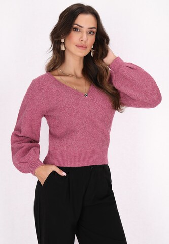 Pullover di faina in rosa: frontale
