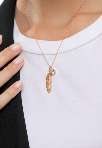 ELLI Necklace 'Boho, Feder, Solitär' in Gold