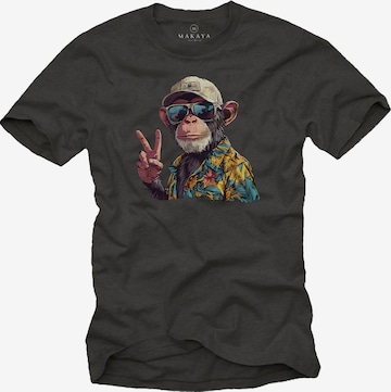 MAKAYA Shirt 'Peace Affe' in Grey: front