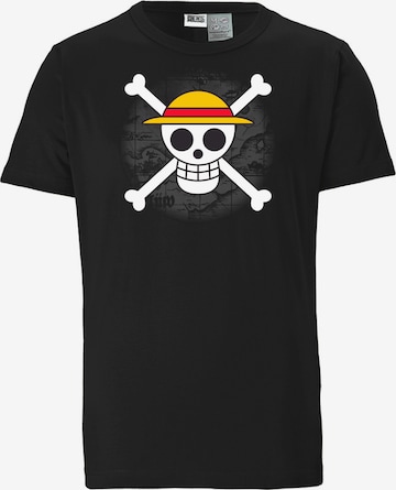LOGOSHIRT Shirt 'One Piece - Skull' in Black: front