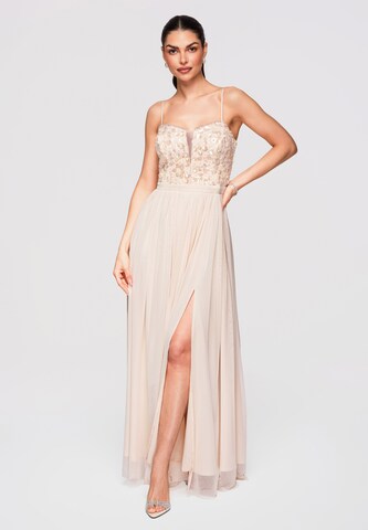 Robe de soirée Ombre en beige : devant