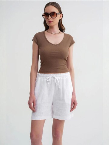 MixRay - Perna larga Calças em branco