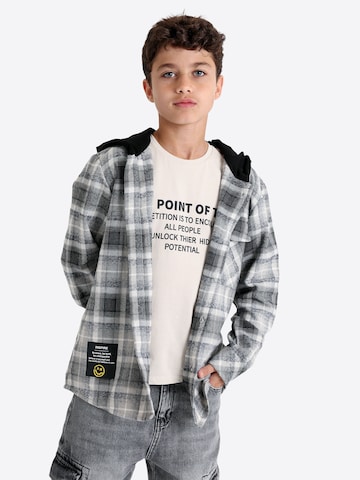 Solang Regular Fit Kapuzen Karohemd Layering Look Karomuster in Weiß