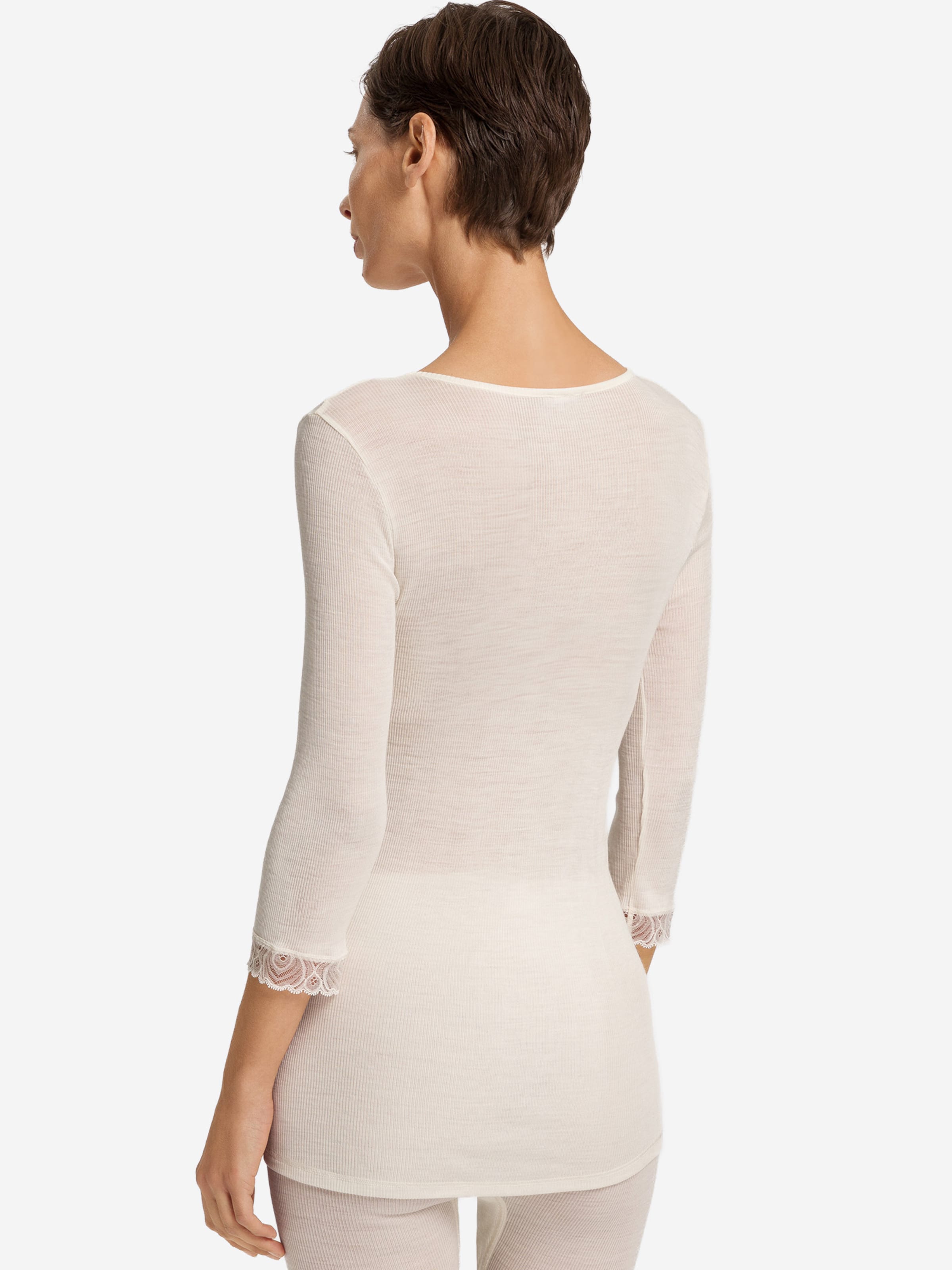 Hanro Slaapshirt ' Woolen Lace ' in Wit