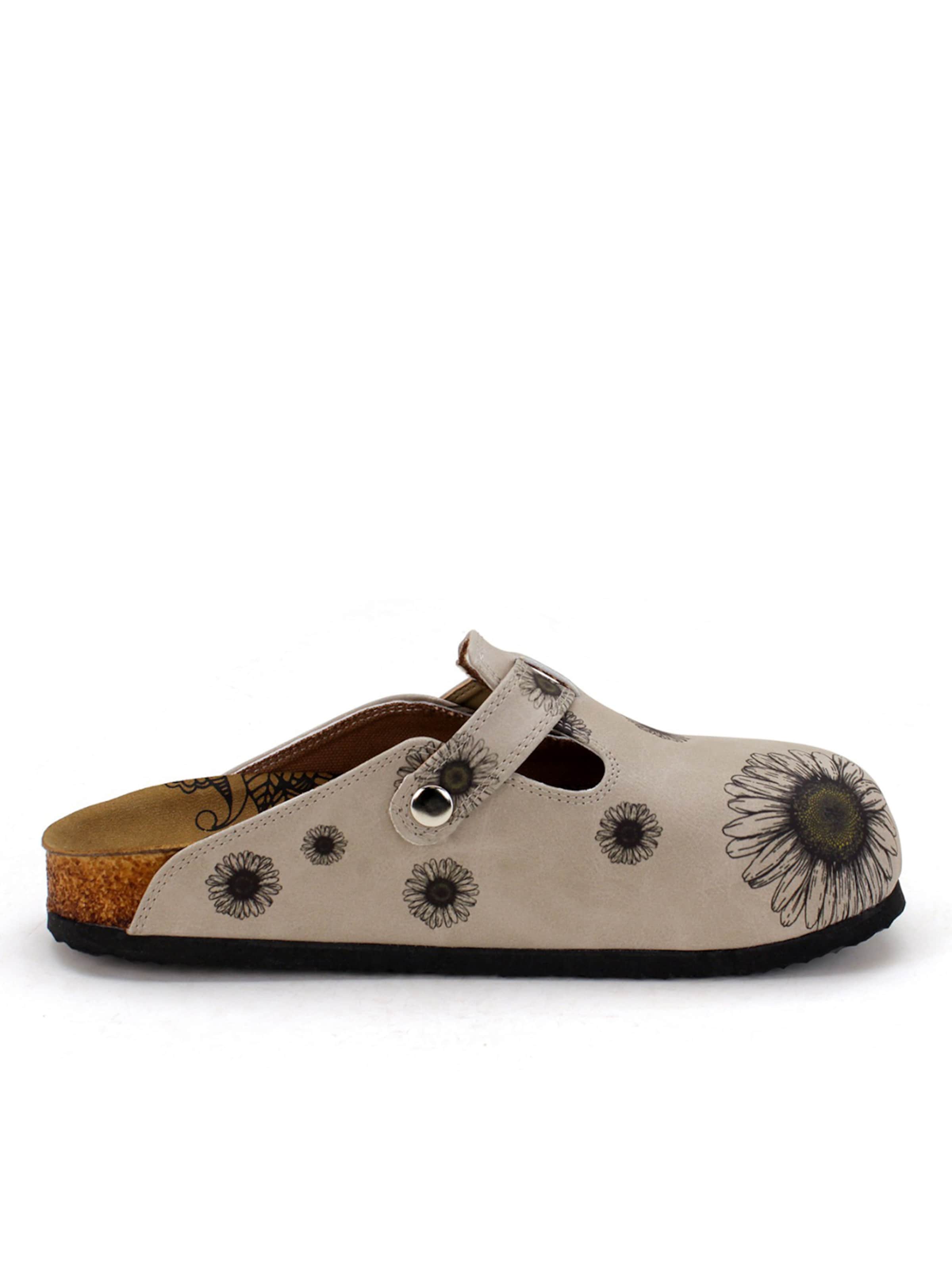 Goby - Zuecos 'Women Calceo Black and Beige Clogs CAL5457 with flower design' en Mezcla de colores