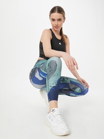 ADIDAS PERFORMANCE Skinny Workout Pants 'Adizero Allover Print' in Blue