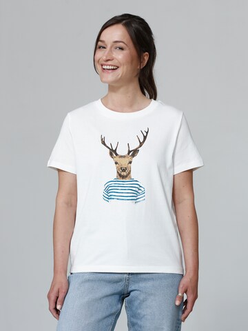 Maglietta ' Hirsch ' di Watapparel in bianco: frontale