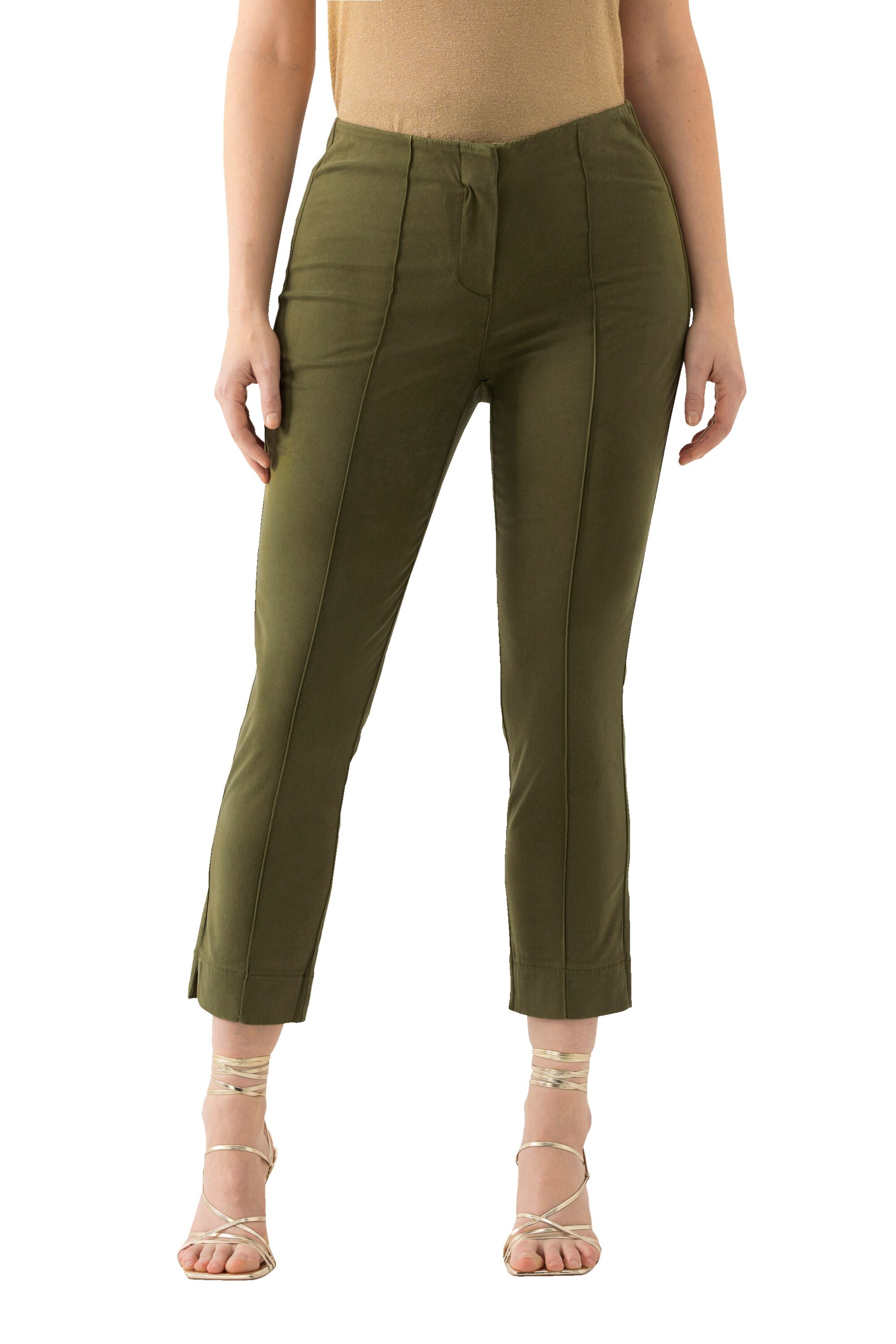 Ulla Popken Slim fit Trousers in Green: front