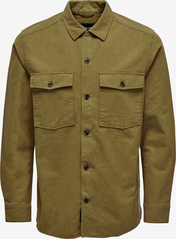 Only & Sons Regular fit Button Up Shirt in Brown: front