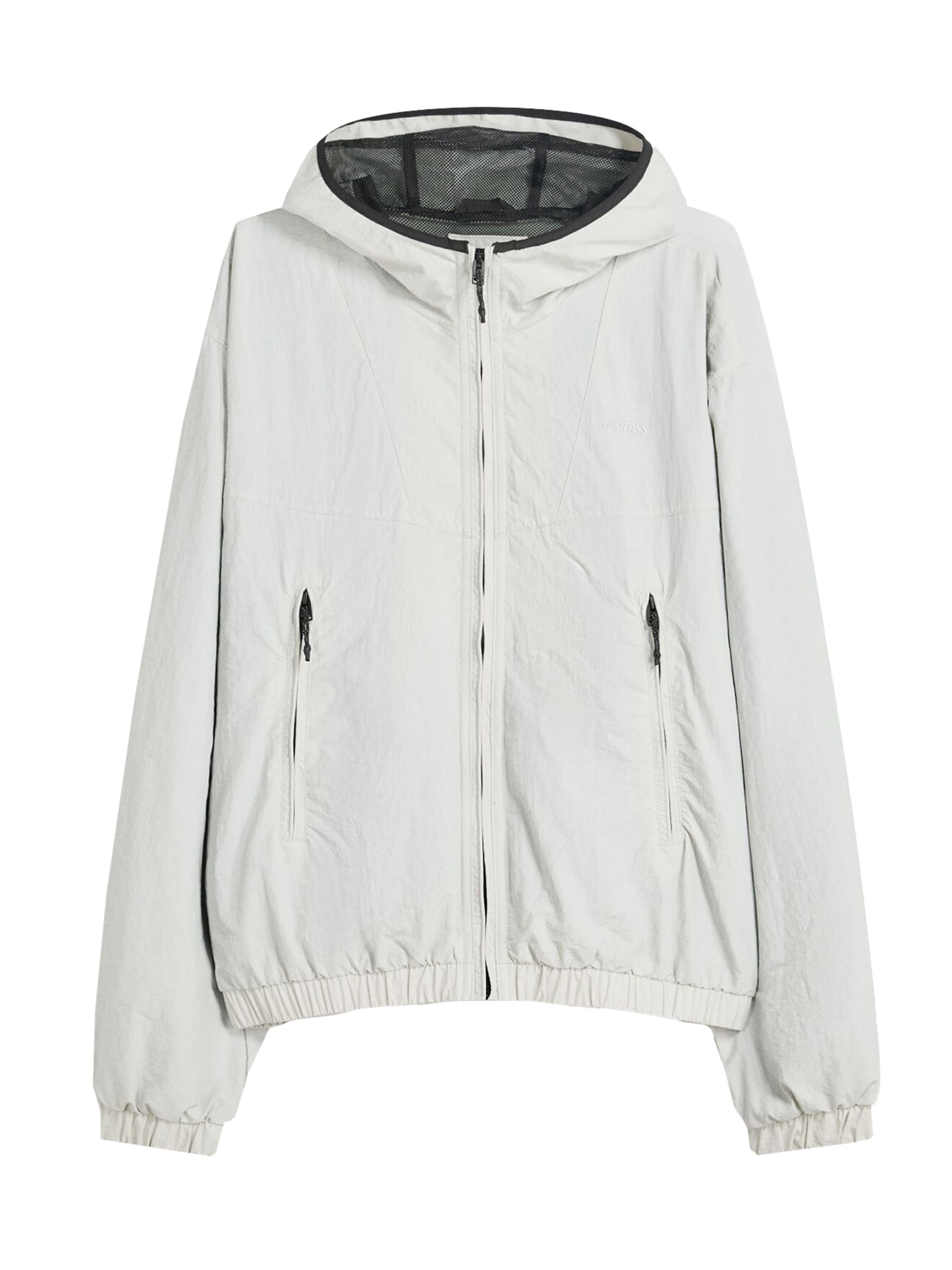 BershkaPrijelazna jakna - siva boja: prednji dio