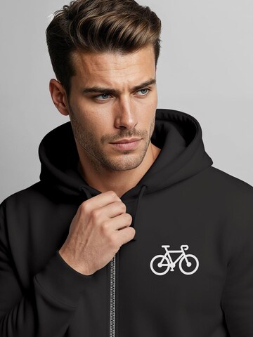 Neverless Zip-Up Hoodie 'Fahrrad' in Black
