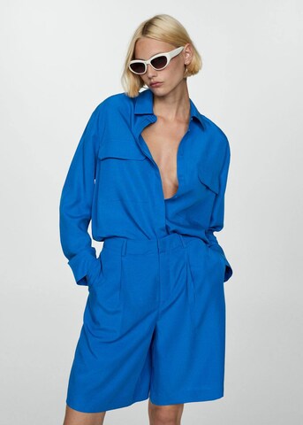 MANGO Wide leg Pleat-Front Pants 'Factory' in Blue