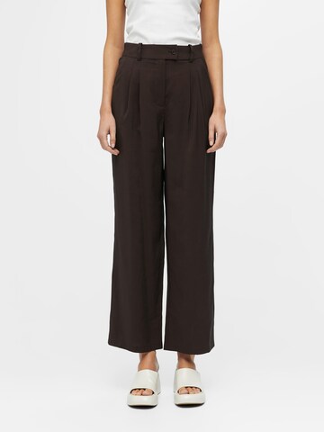 OBJECT Wide leg Pleat-front trousers 'SY' in Brown: front