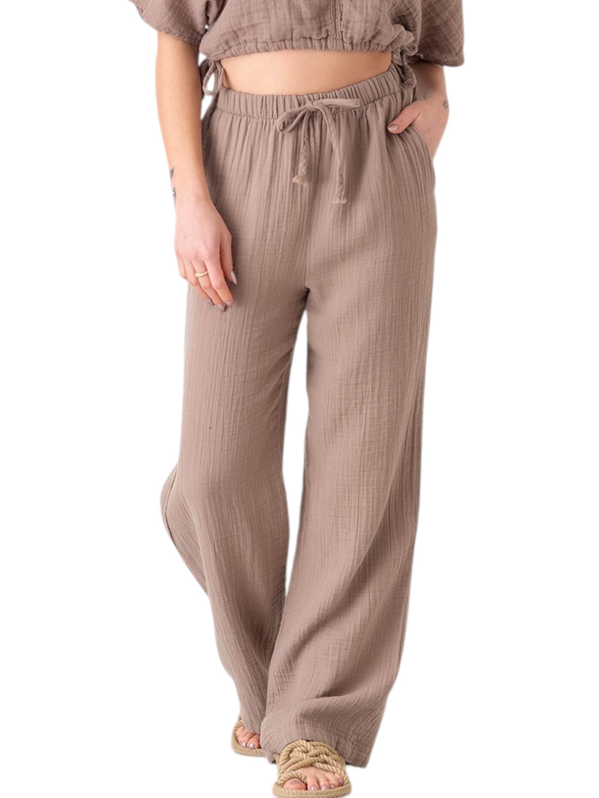 WENOR Wide leg Broek 'Eleni' in Beige