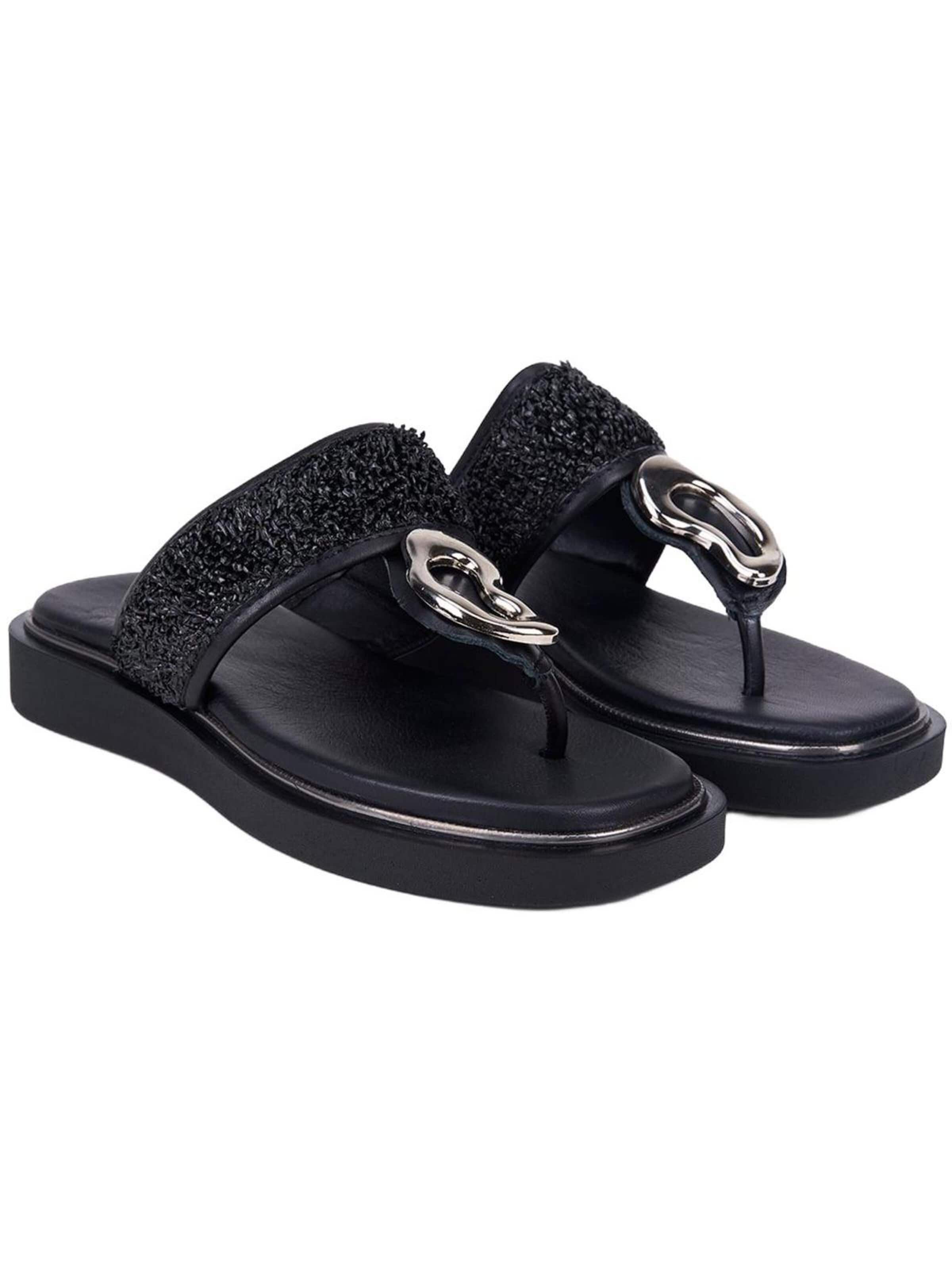Desa - Sandalias de dedo 'Zehenstegsandalen' en negro: frente