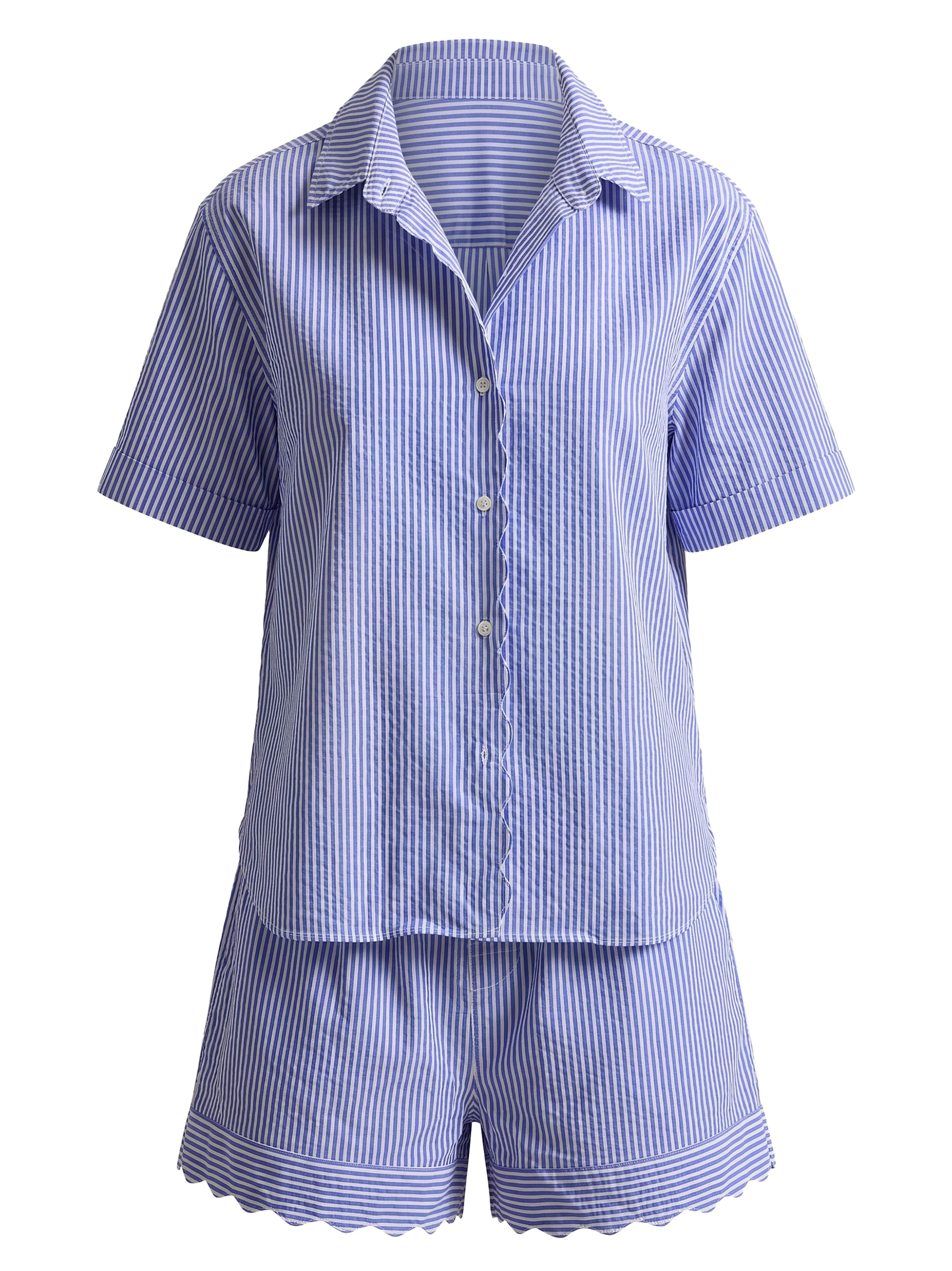 Polo Ralph Lauren Pajama ' Scallop Seersucker ' in L in Light blue / White, Item view