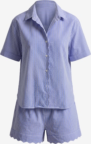 Polo Ralph Lauren Kurz-Pyjama ' Scallop Seersucker ' in Blau: Vorderseite