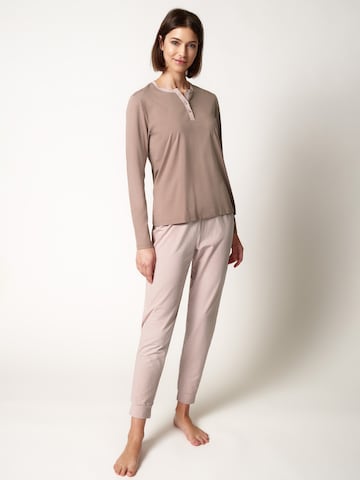HUBER Pajama ' Night Basic Selection ' in Brown: front