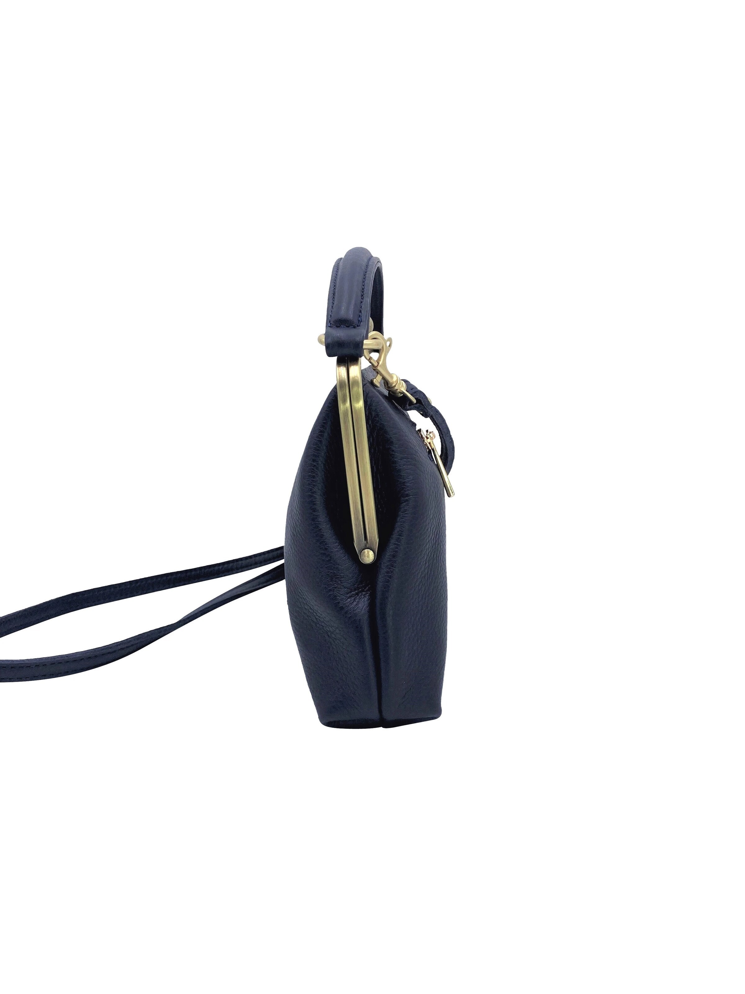 Taschenkinder Handbag 'Kleine Olive – Leder Handtasche & Umhängetasche' in Blue