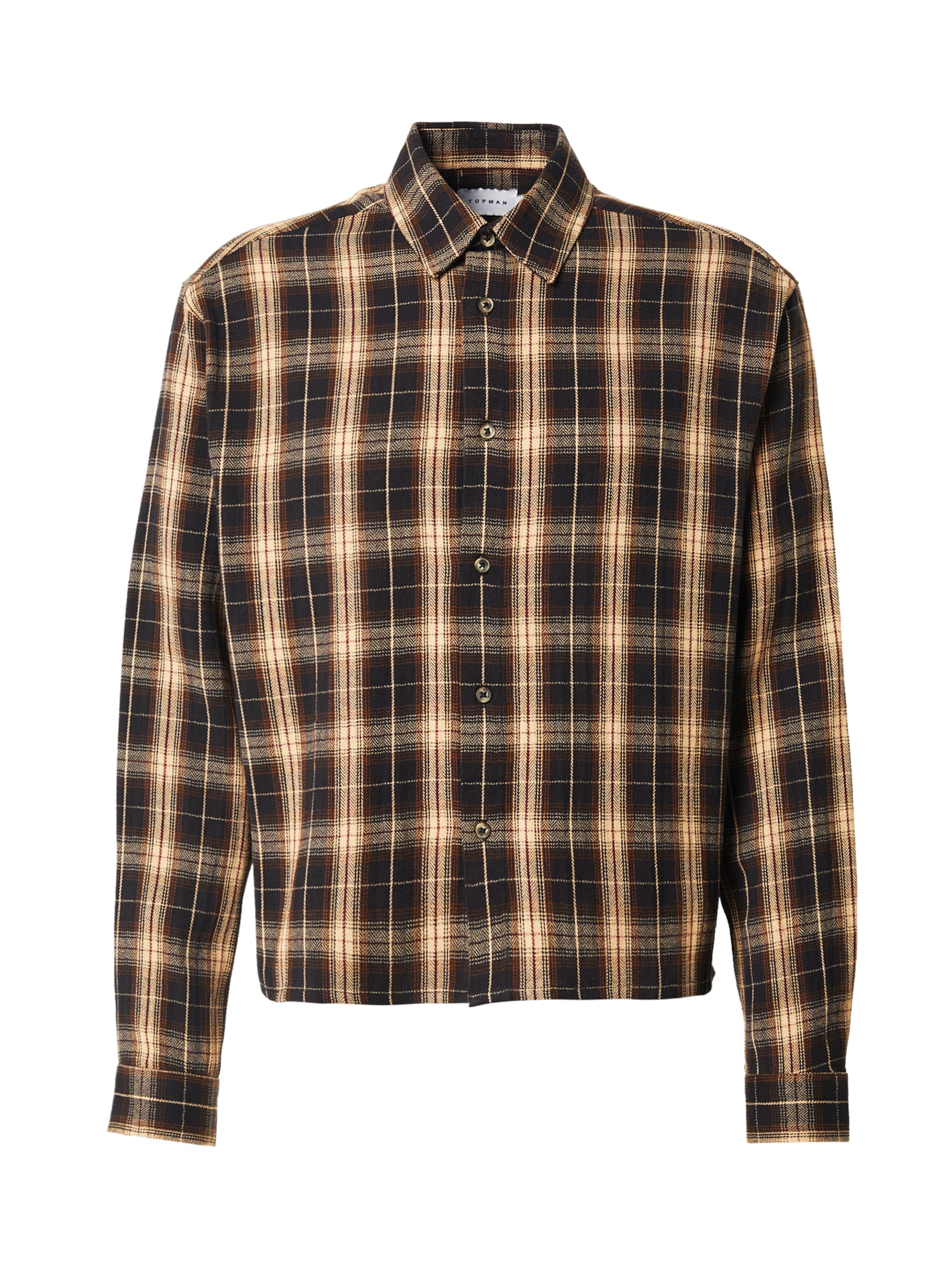 TOPMAN Regular fit Button Up Shirt in Brown: front