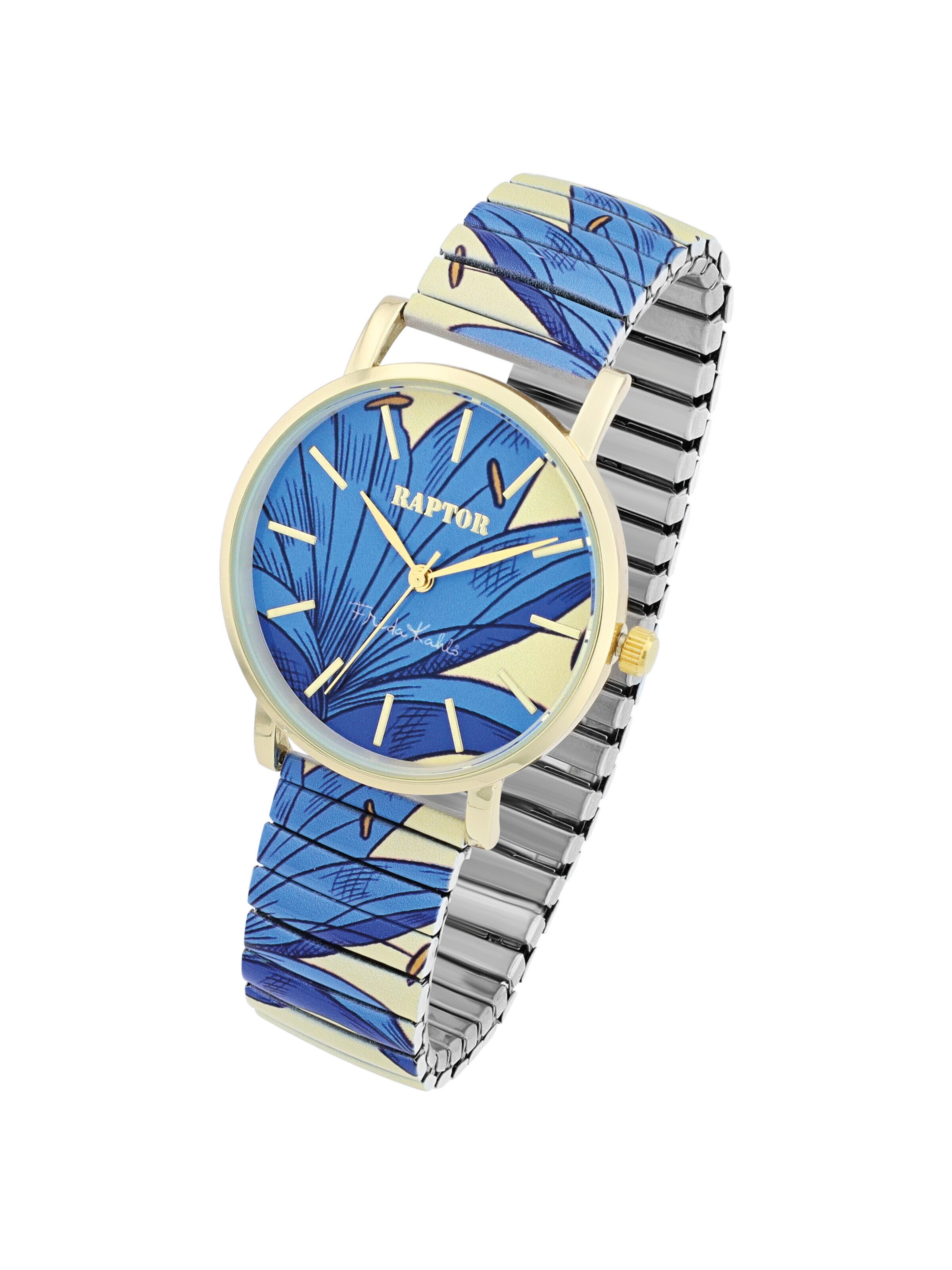 Raptor Analog Watch 'Frida Kahlo Edition, Mineralglas' in Blue: front
