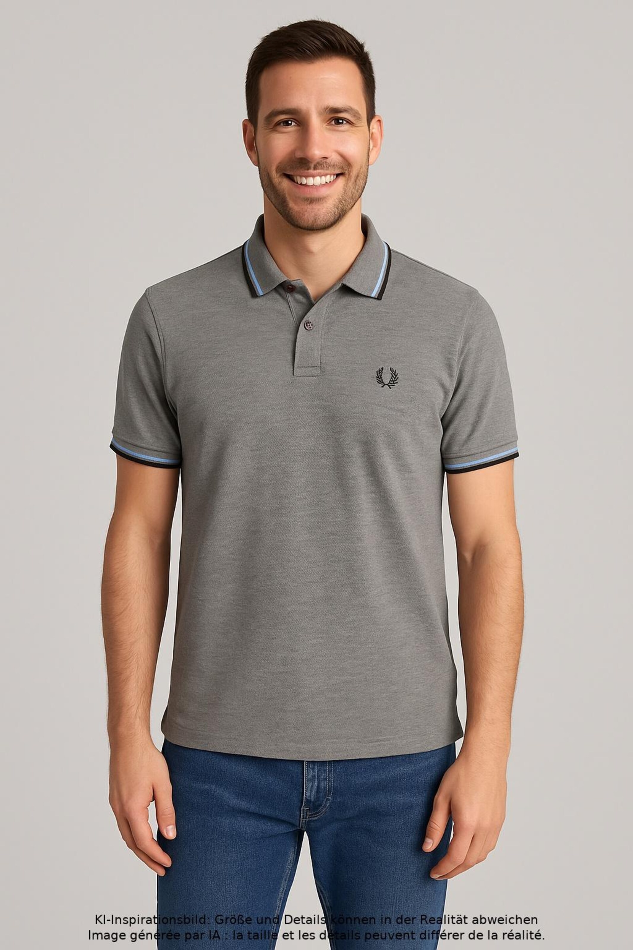 Fred Perry Poloshirt XL in Grau: Vorderseite