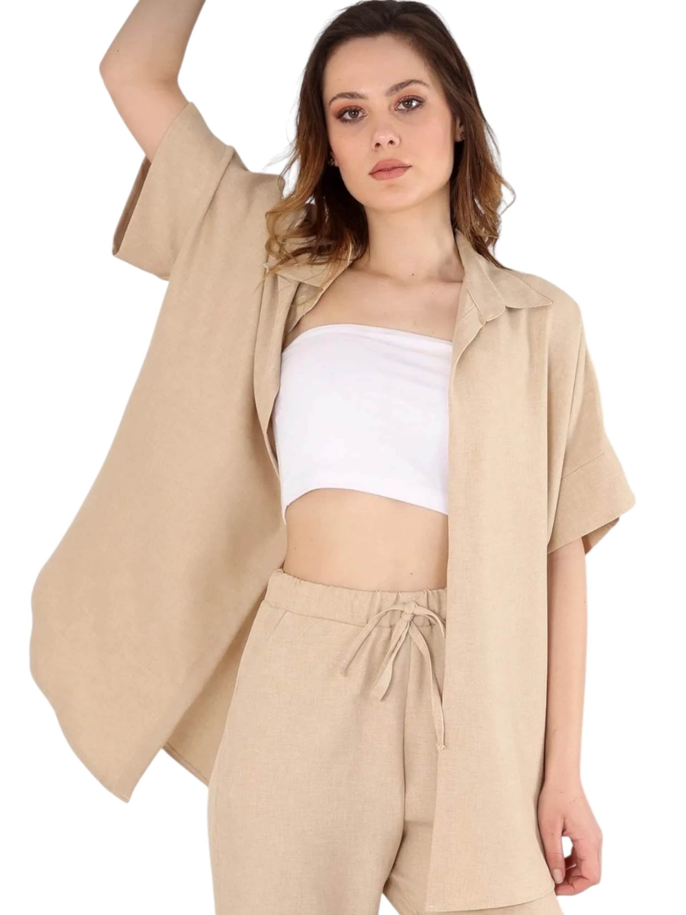 fashionshowcase Blouse 'LinenEase' in Beige